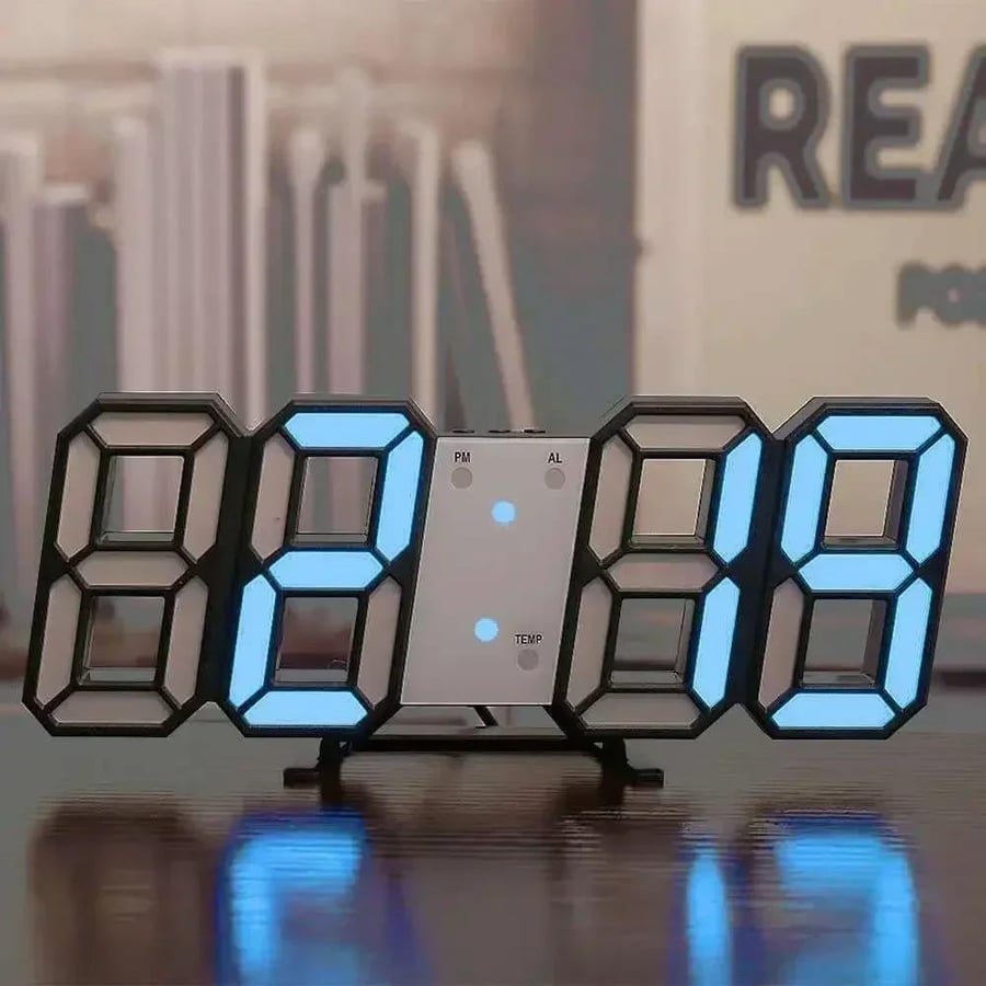 ساعة حائط رقمية LED 3D مع وضع ليلي