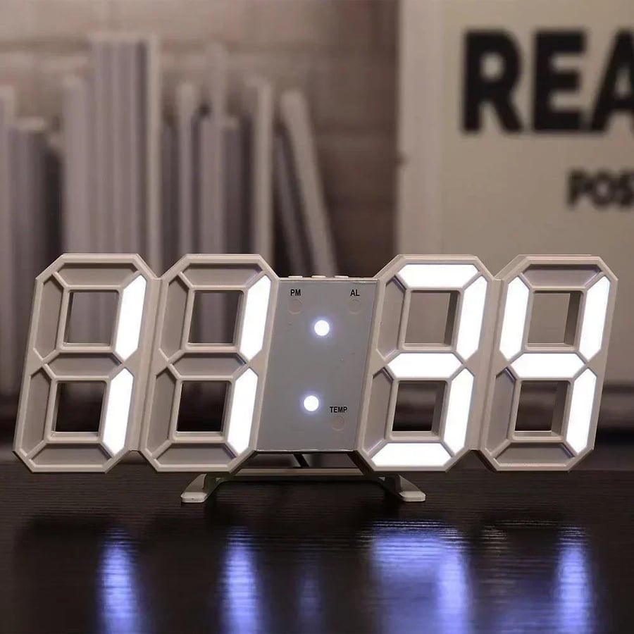 ساعة حائط رقمية LED 3D مع وضع ليلي