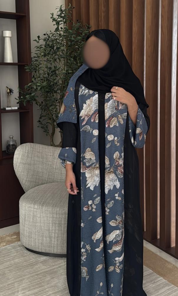 عبايه مصنوعة بقماش الشيفون مبطنه بالكامل بقماش الحرير الناعم