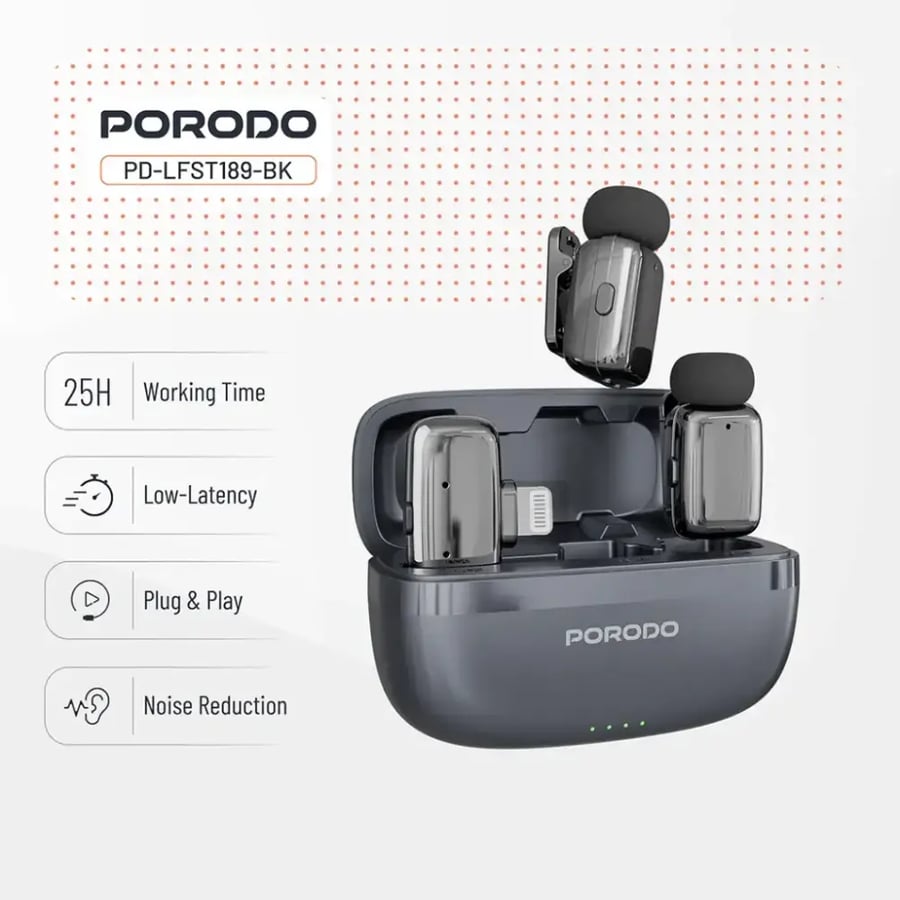 مايكروفون لاسلكي 25 ساعة ماركة PORODO