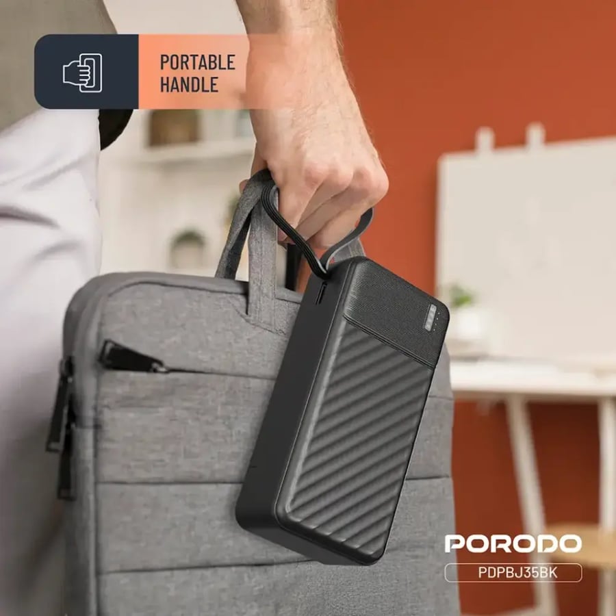 بطارية متنقلة 30 ألف + 4 كيابل مدمجة + فلاش ماركة PORODO