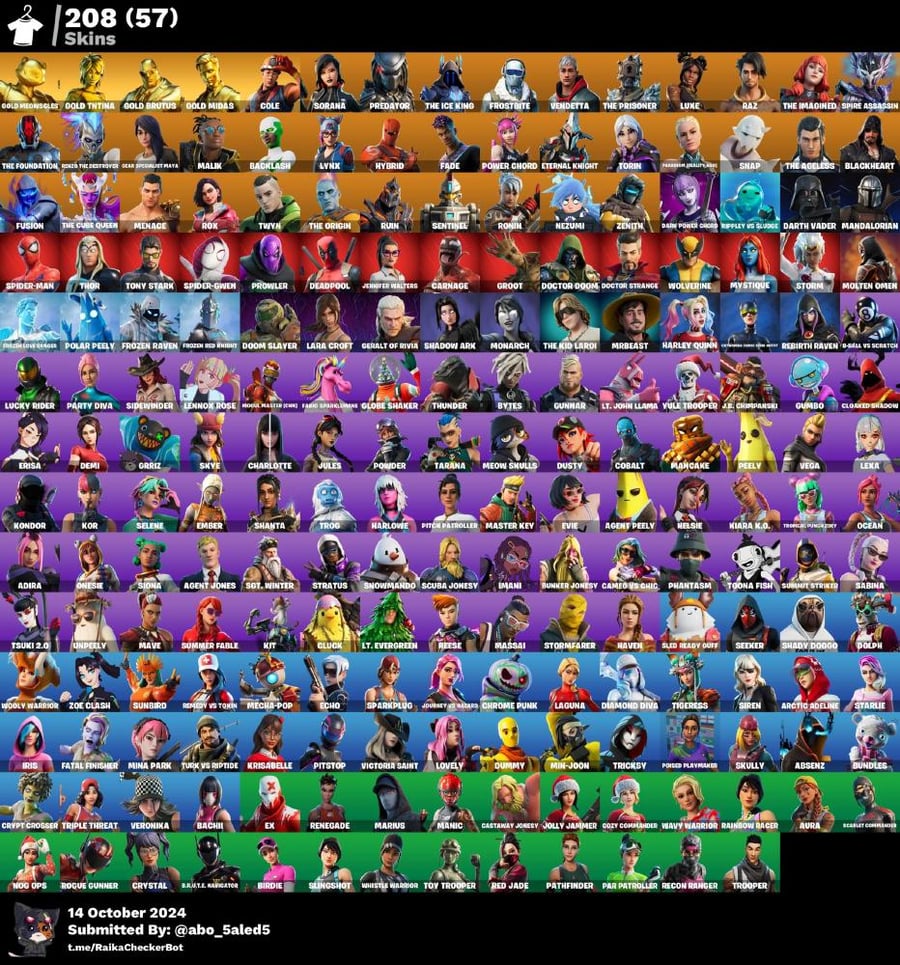 X Creations account + 210 skins + 188 dances + skins and dances, very impressive, basic, linked, guaranteed.
