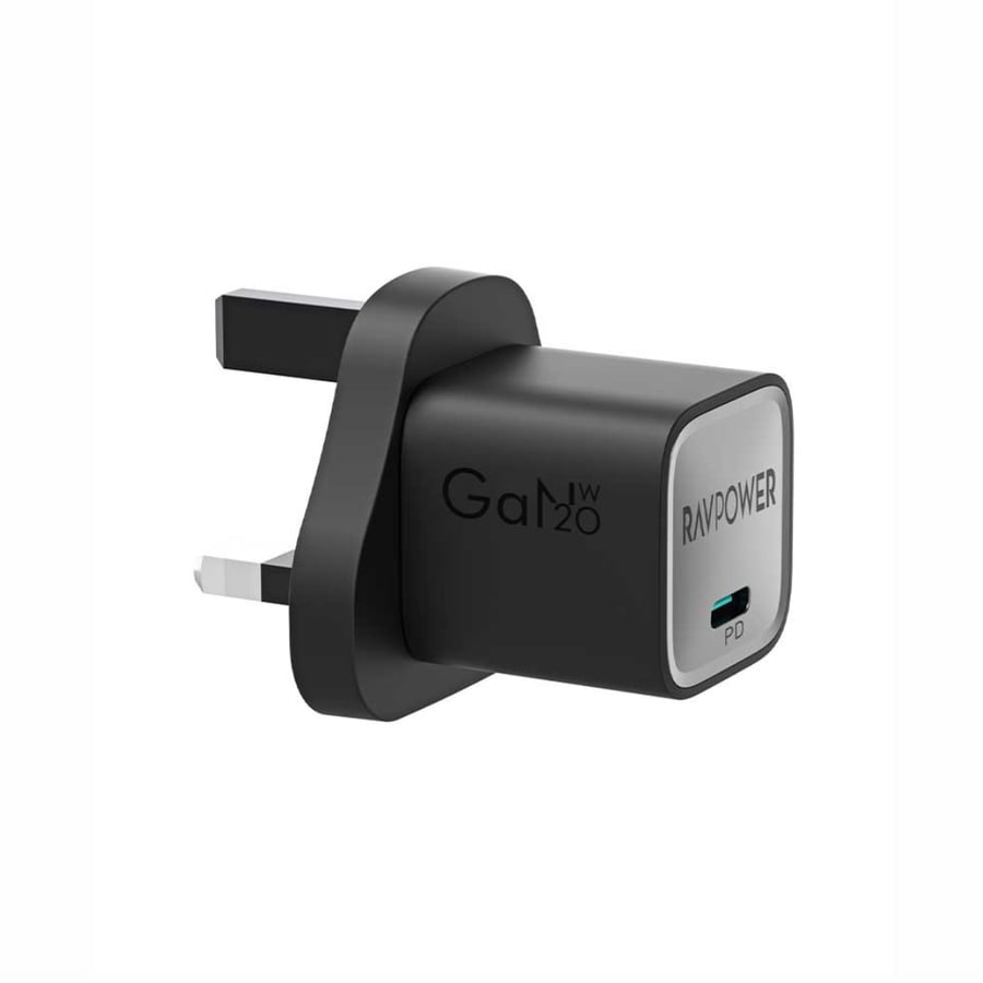 راف باور شاحن جداري بمنفذ USB C بقوة 20 واط أسود