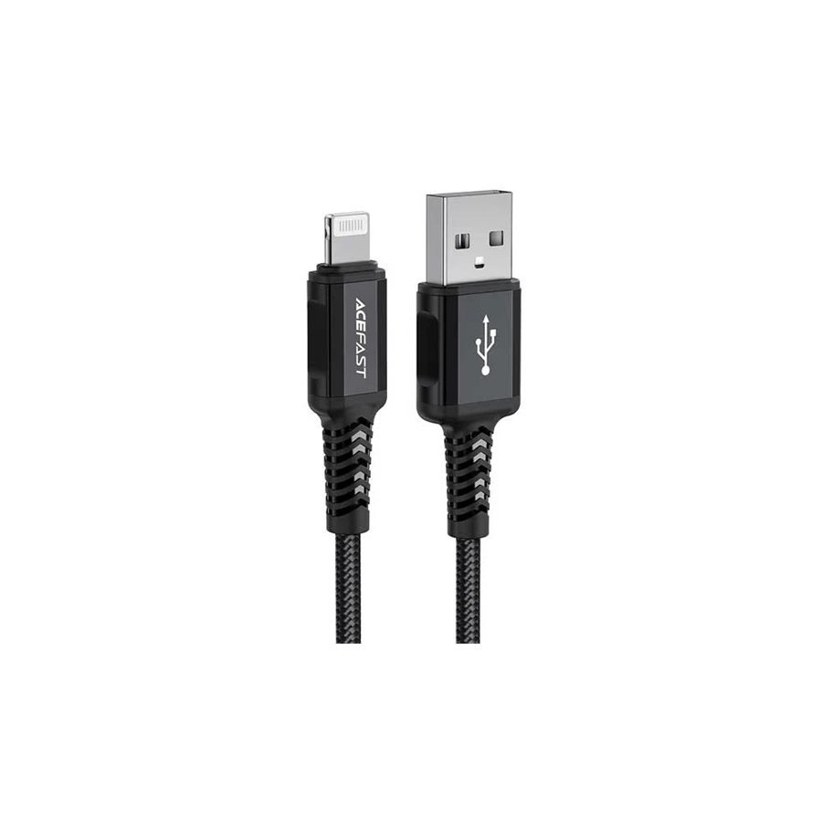 إيسفاست C4 02 كابل USB A إلى Lightning بقماش مقو ى وأطراف ألمنيوم بطول 1 8 متر أسود