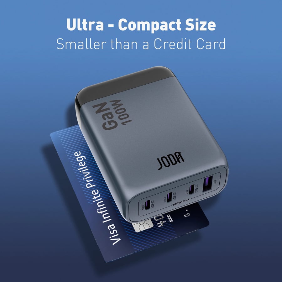 جودا شاحن جداري GaN بقوة 100W بثلاث منافذ USB C أسود