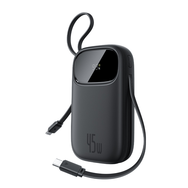 بيسوس بطارية متنقلة EnerFill FC31 سعة 10000mAh بقدرة 45W مع كابلين USB C مدمجين