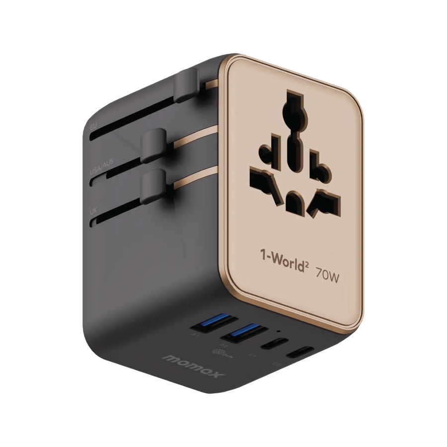1-World² محول سفر GaN 70W بخمسة منافذ
