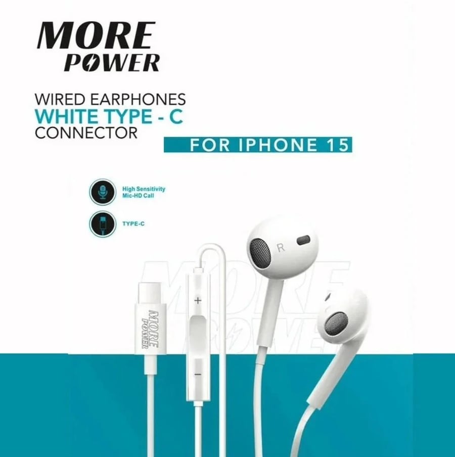 مورباور سماعة سلكية USB C بيضاء