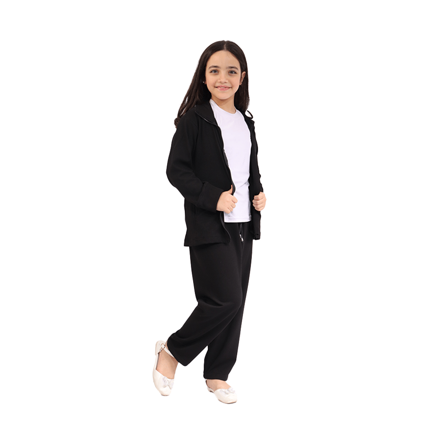 الزي الرياضي المدرسي اسود  (ثلاث قطع)