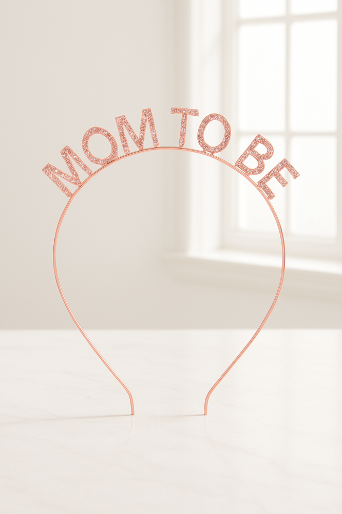 تاج مام تو بي mom to be باللون الروز قولد
