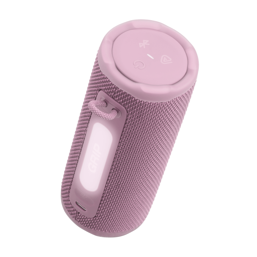 سبيكر Grip بلوتوث مقاوم للماء وردي بالاضاءة
