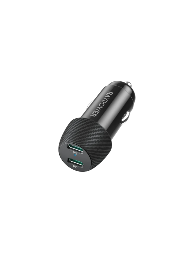 راف باور - شاحن سيارة راف باور بايونير 50 واط بمنفذين USB-C - اسود