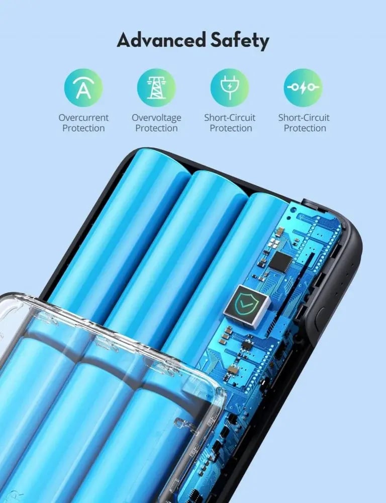 راف باور - بطارية راف باور 30000 ملي امبير بمنفذ USB ومنفذ تايب سي بقوة 100 واط