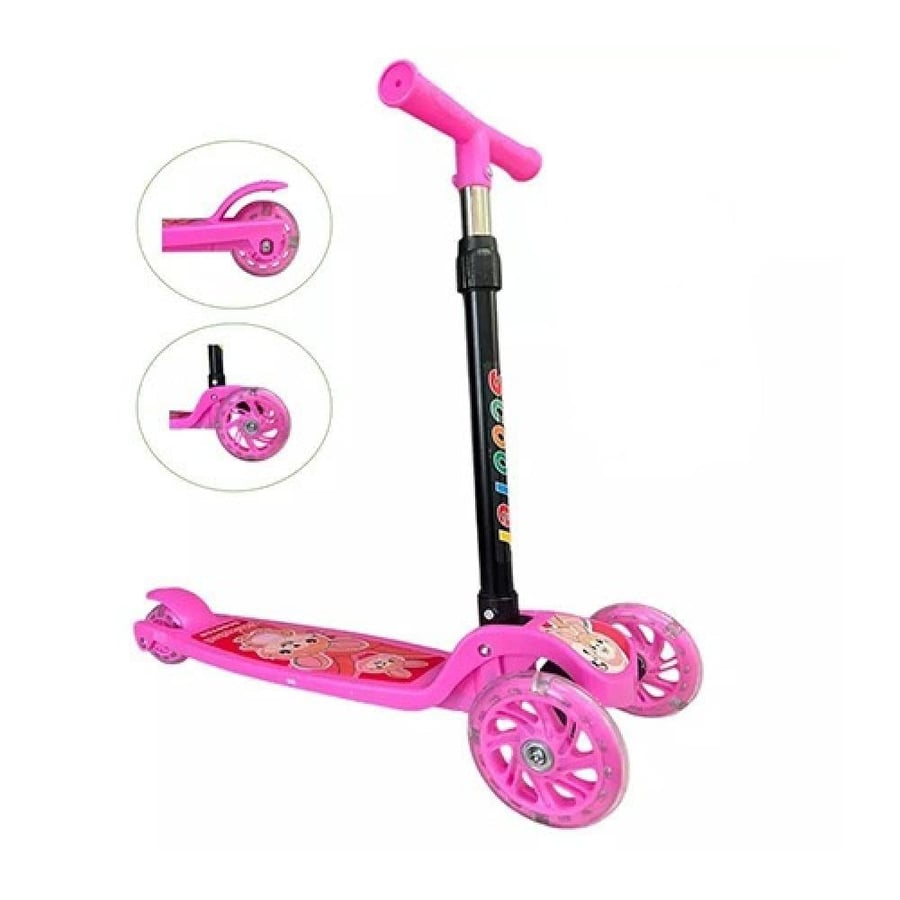 Children's scooter with three wheels, four colors, and distinctive