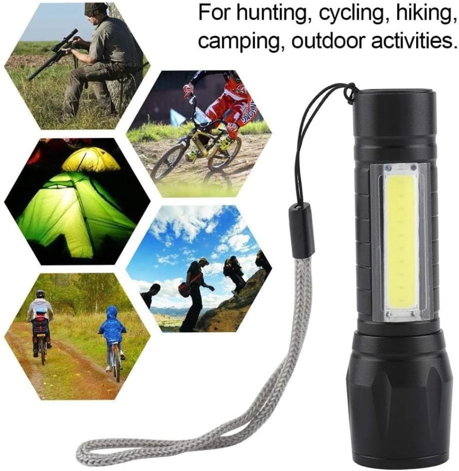 كشاف LED متعدد الاستخدامات مع اضاءة جانبية وشاحن USB مع حبل حامل وحافظة حماية م/2576S