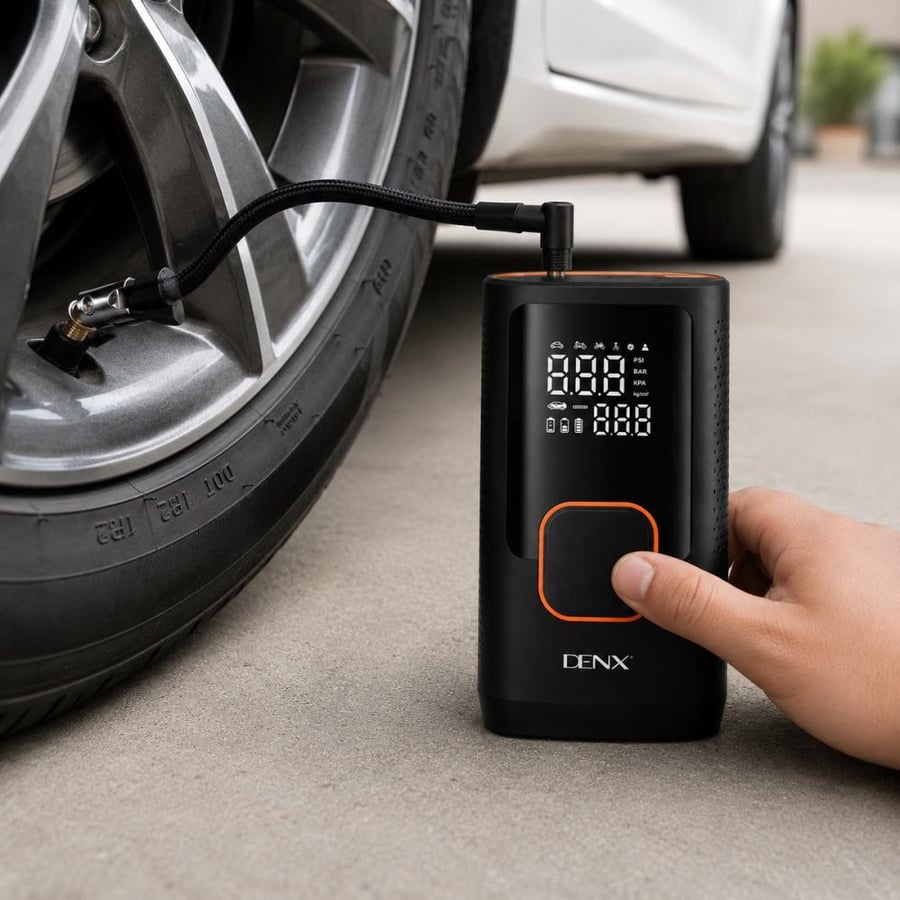 منفاخ إطارات كهربائي محمول بشاشة رقمية حتى 150 PSI م /DX3333 من DENX