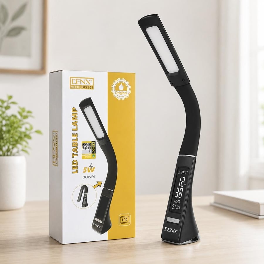 مصباح مكتبي LED قابل للطي بشاشة LCD بقدرة 5 واط – DX2361 من DENX