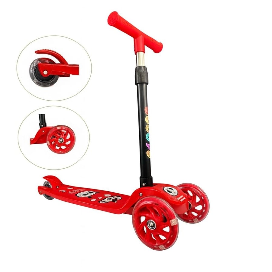 Children's scooter with three wheels, four colors, and distinctive