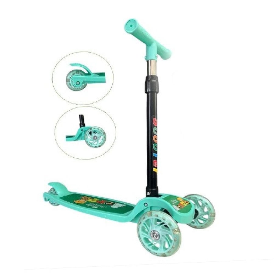 Children's scooter with three wheels, four colors, and distinctive