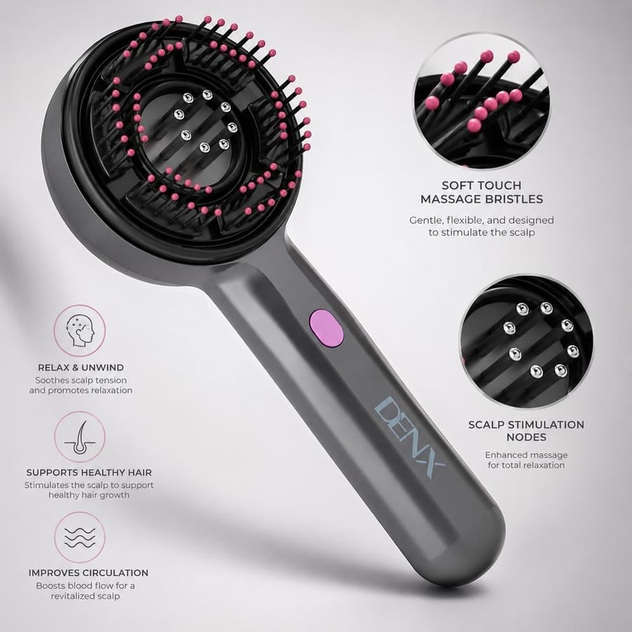 مشط تدليك فروة الرأس الكهربائي بثلاثة مستويات – DX1305 من DENX