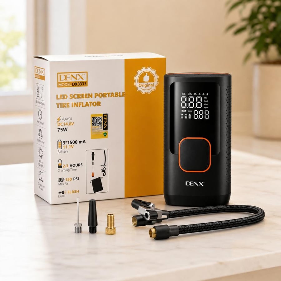 منفاخ إطارات كهربائي محمول بشاشة رقمية حتى 150 PSI م /DX3333 من DENX