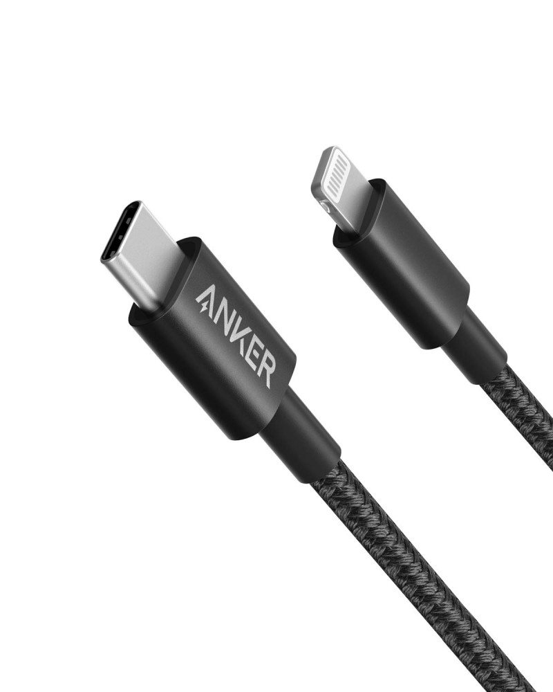 ANKER - كيبل شحن قماش 322 - من لا يتنج إلى تايب سي 90 سم - اسود - م/A81B5 ماركة انكر