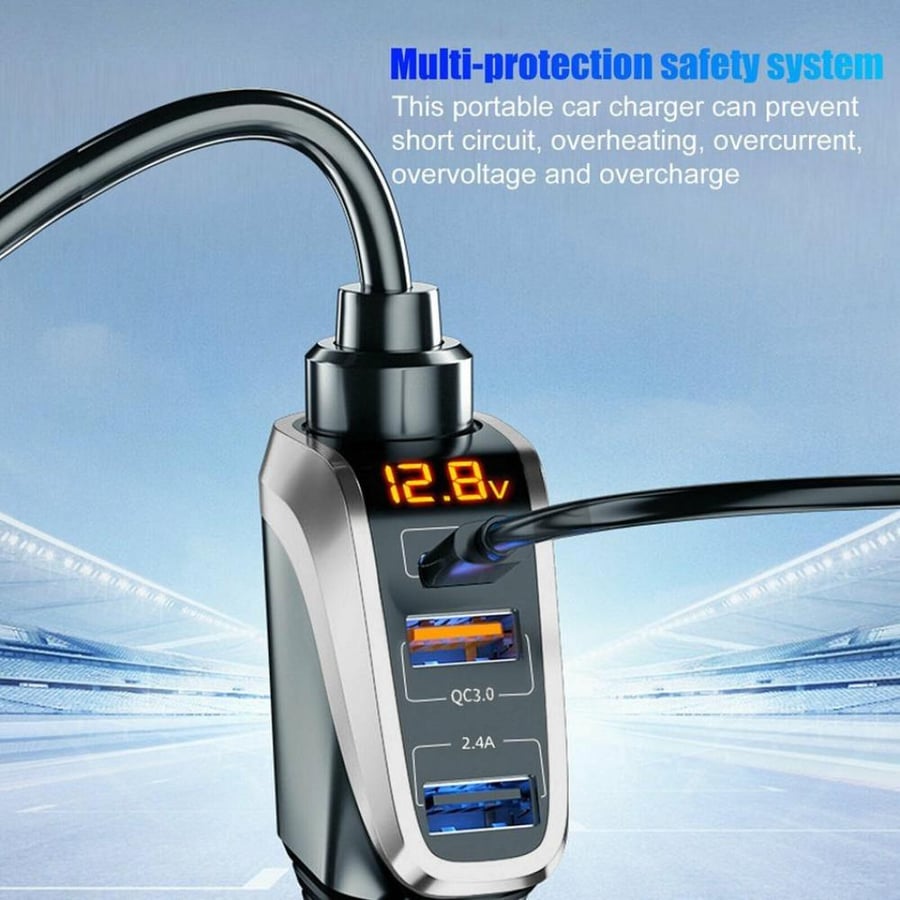 DENX - Car charger with additional port, three ports, model DX139, brand Denx