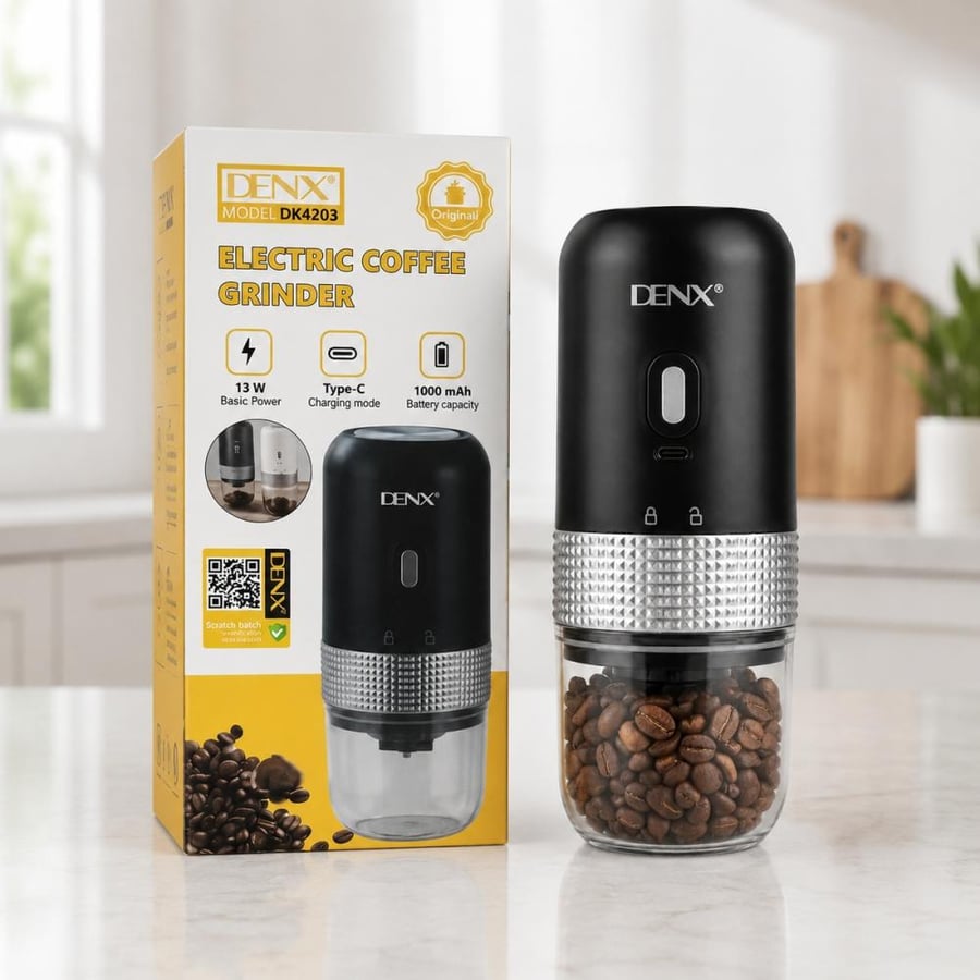 مطحنة قهوة كهربائية محمولة قابلة للشحن – DX4203 من DENX