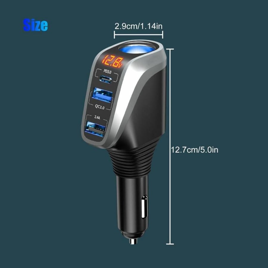 DENX - Car charger with additional port, three ports, model DX139, brand Denx