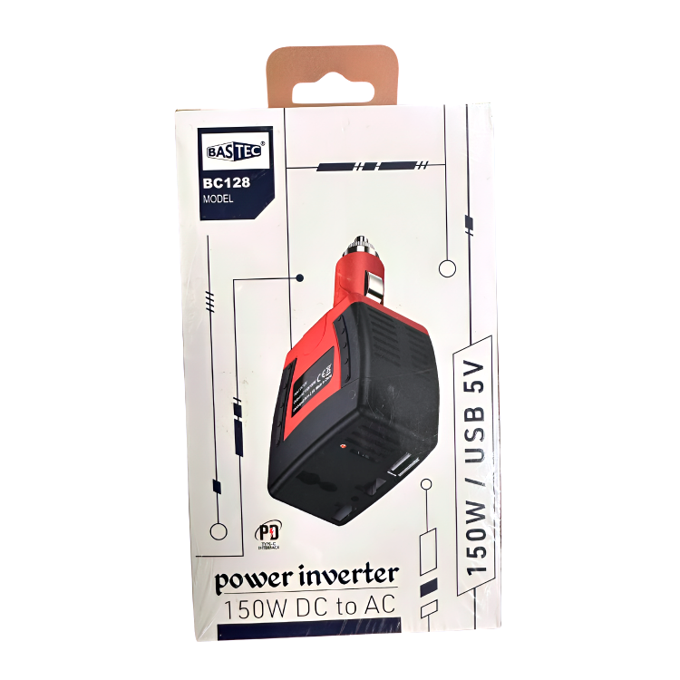 BASTEC - Car power inverter to 220V and fast car charger with 150W power model BC128 brand BASTEC