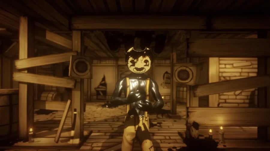 مشهد رعب داخل استوديو الرسوم المتحركة في لعبة Bendy and the Ink Machin