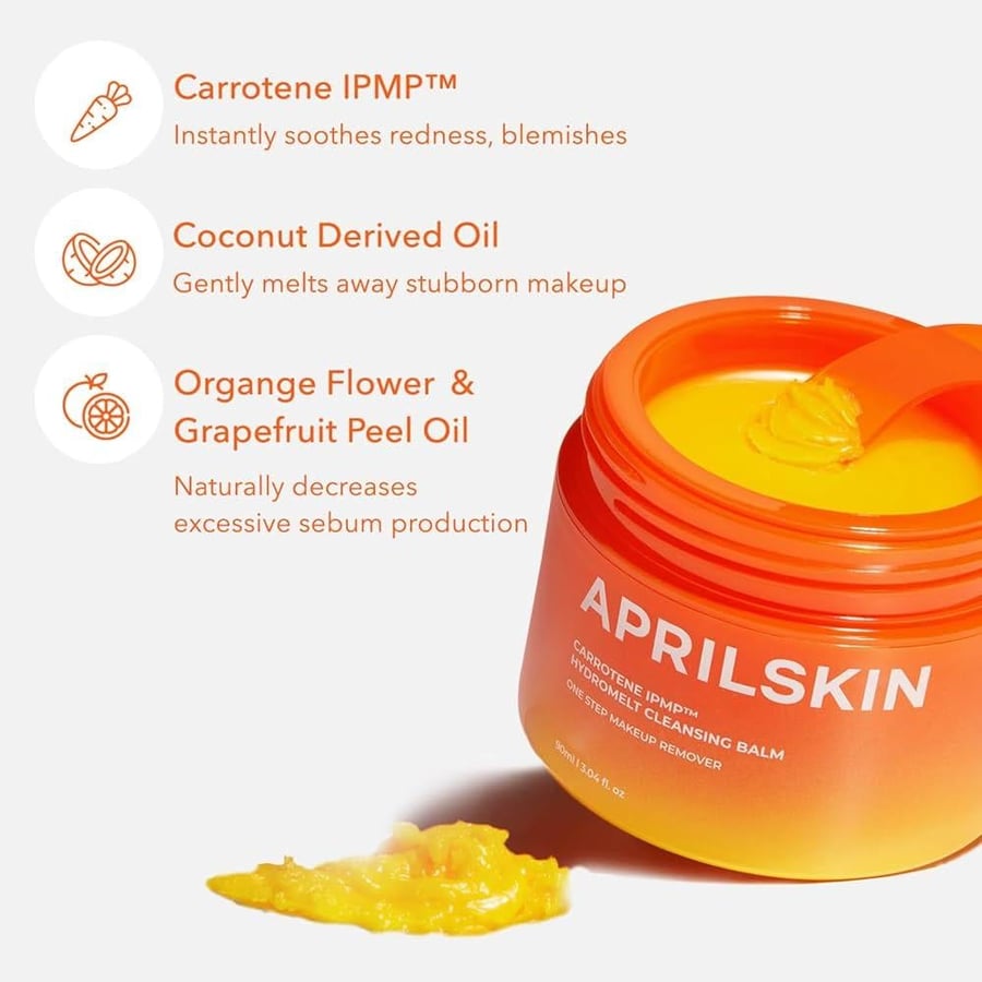 APRILSKIN - Carrotene IPMP Hydramelt Cleansing Balm تنظيف يذيب الهموم والمكياج! الحل النهائي لإزالة أقوى أنواع المكياج والشوائب