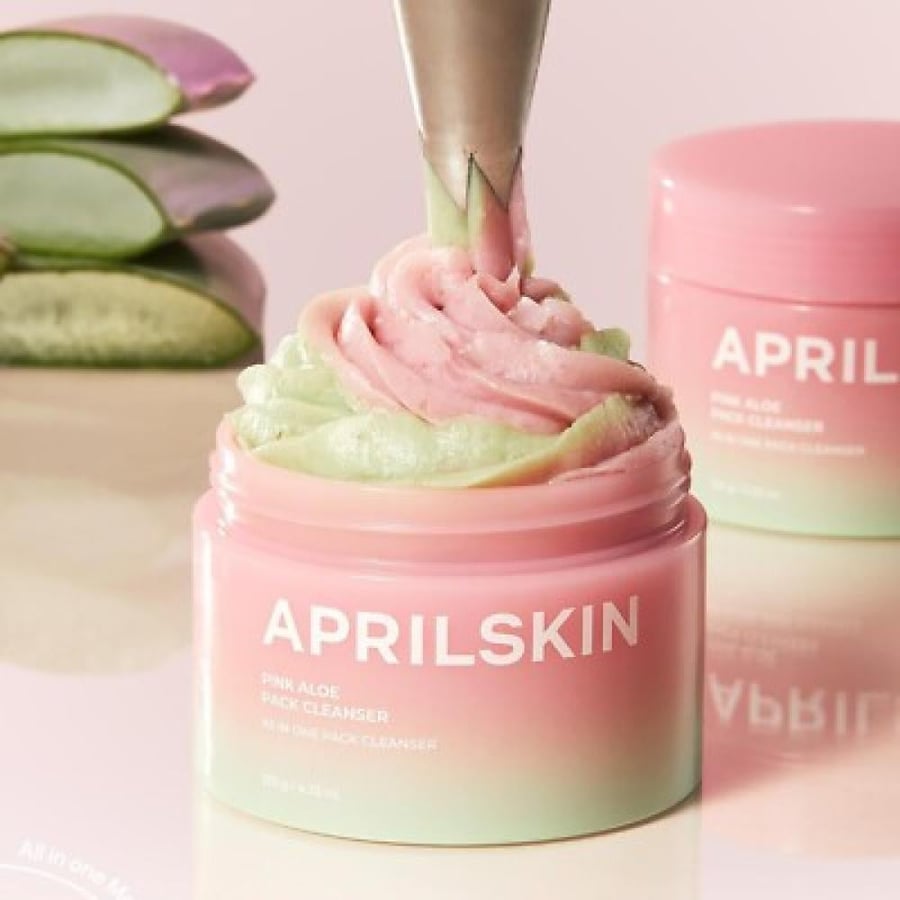 APRILSKIN - Pink Aloe Pack Cleanser قوة الألوفيرا الوردية.. المنظف الذي يغذي بشرتكِ كالقناع ويغسلها كالرغوة.
