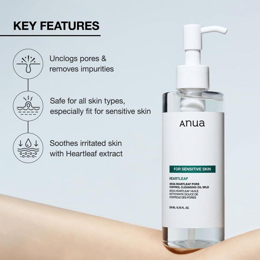Anua - Heartleaf Pore Control Cleansing Oil Mild غسول زيتي من انوا للبشرة الحساسة