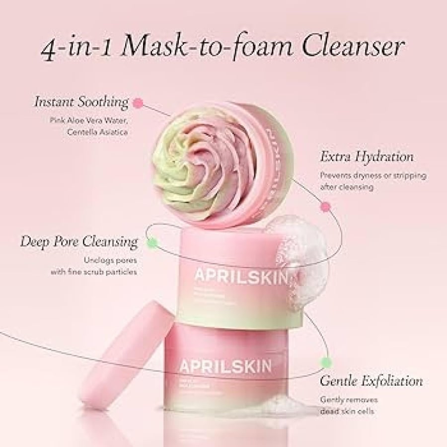 APRILSKIN - Pink Aloe Pack Cleanser قوة الألوفيرا الوردية.. المنظف الذي يغذي بشرتكِ كالقناع ويغسلها كالرغوة.