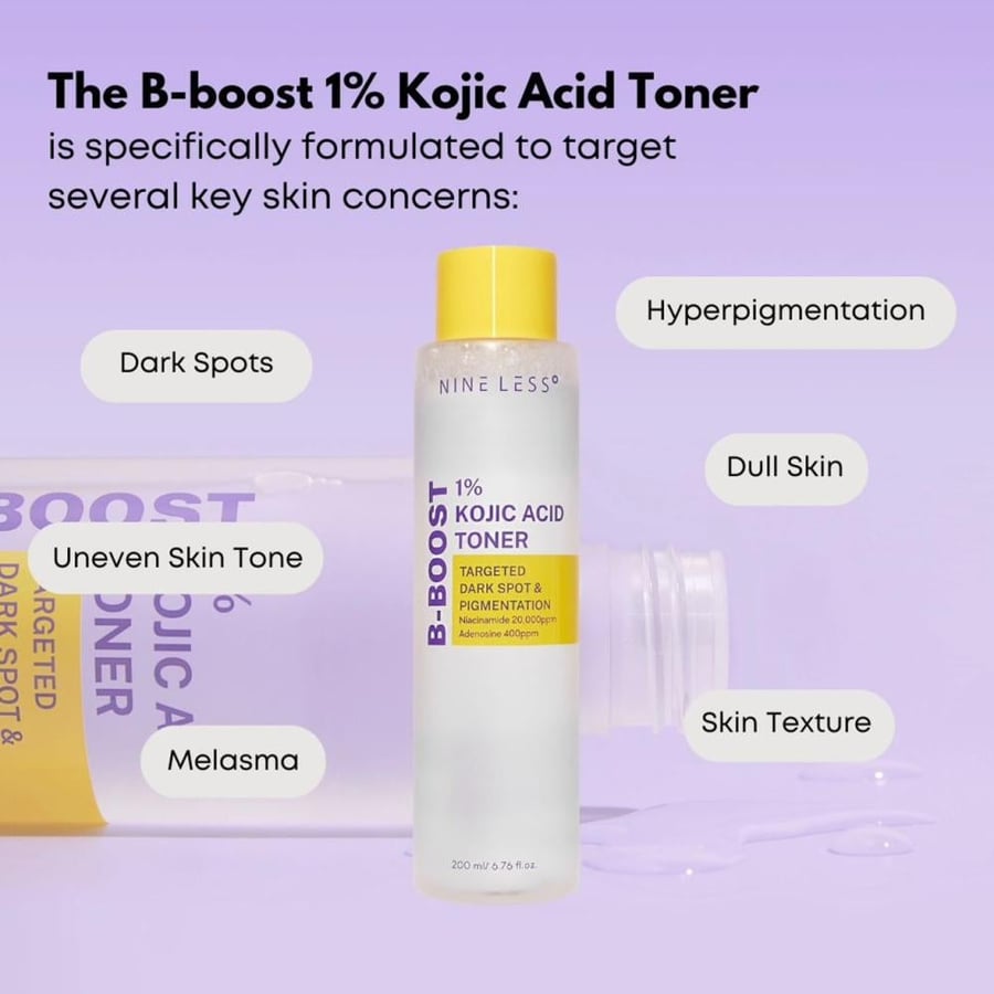 NINELESS - B-Boost 1 Kojic Acid Toner تونر ناينلس بحمض الكوجيك: الخبير الأول في محو التصبغات والبقع.