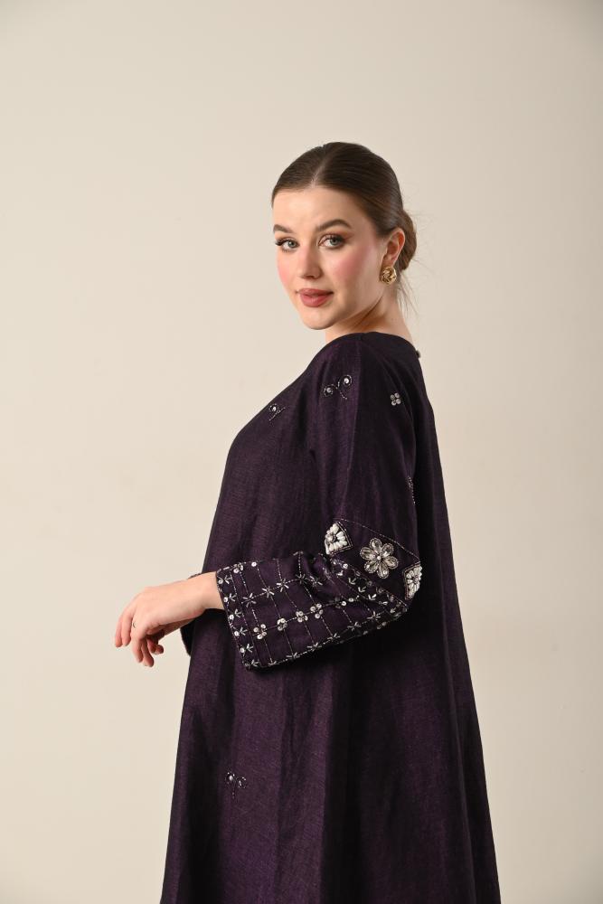 Linen Indian decorated with Swarovski crystals