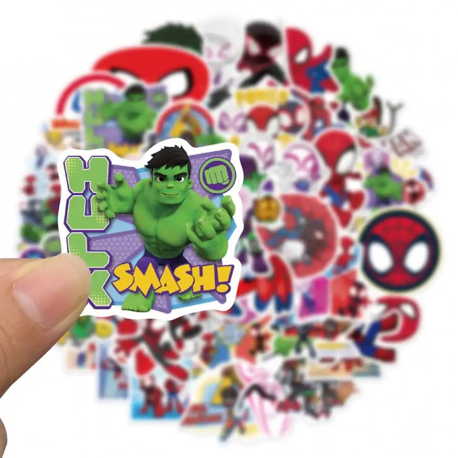 Spider-Man stickers and his friends