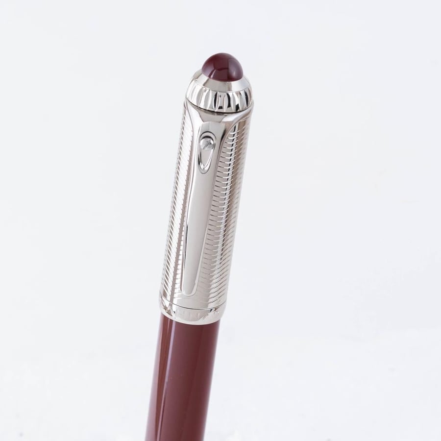 A wine-colored pen with a silver decorated cover D1058