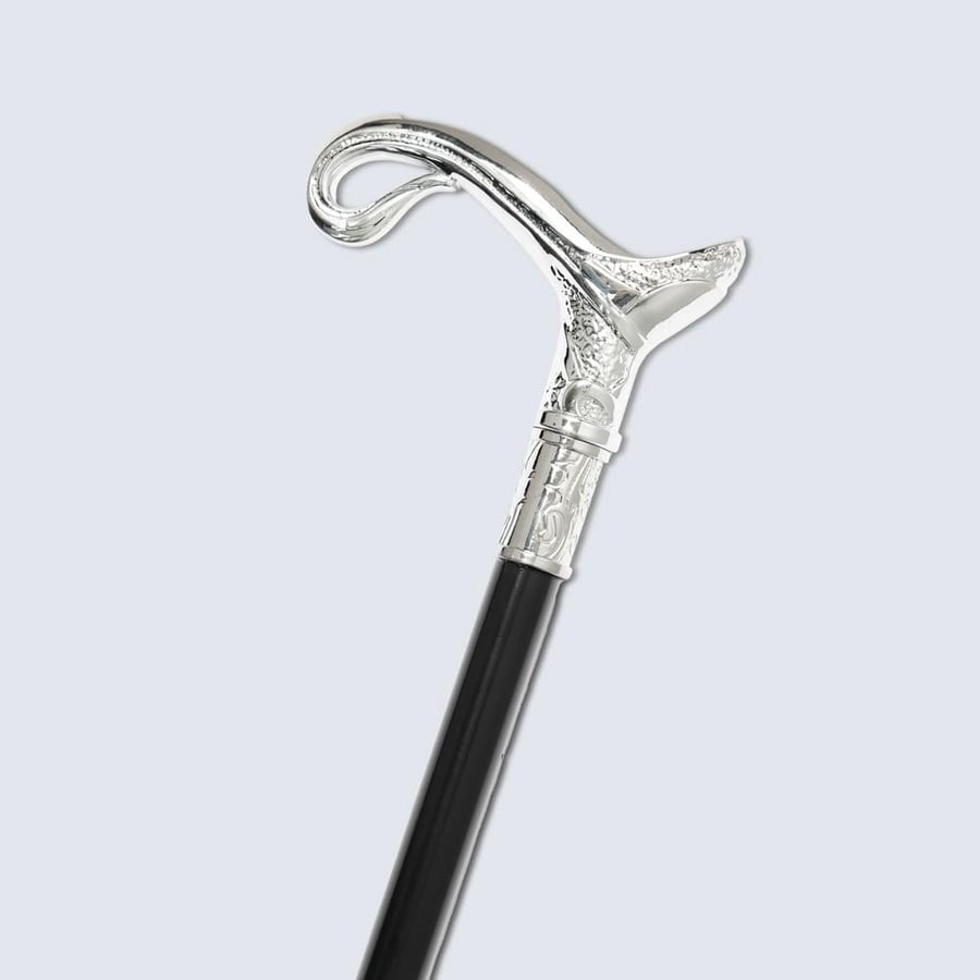 A luxurious stick with a classic silver chrome handle
