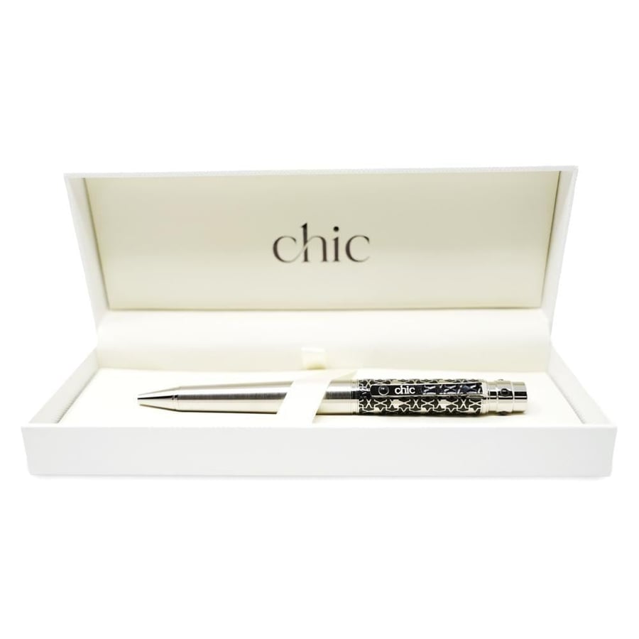 Elegant silver and black decorated pen CSD309
