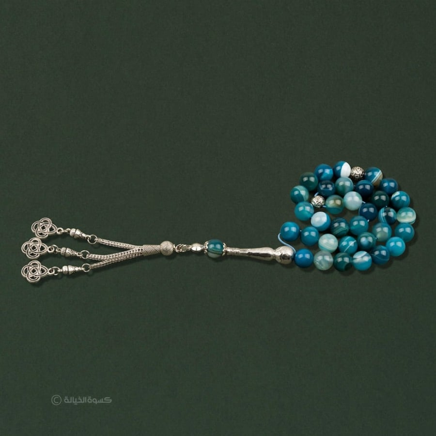 Natural stone rosary light blue color with blue C10