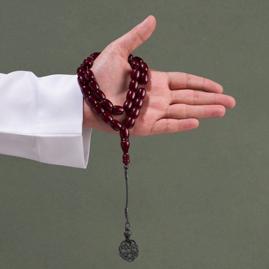 A tasbih with blue agate and Trabzon beads KH14
