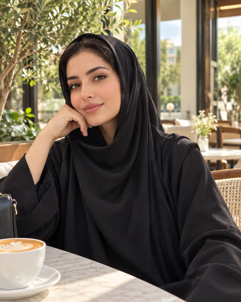 طرحة سوداء قطن مطاط ضد الحر والتعرق ثابت وعملي ينفع مع نقاب او بدون