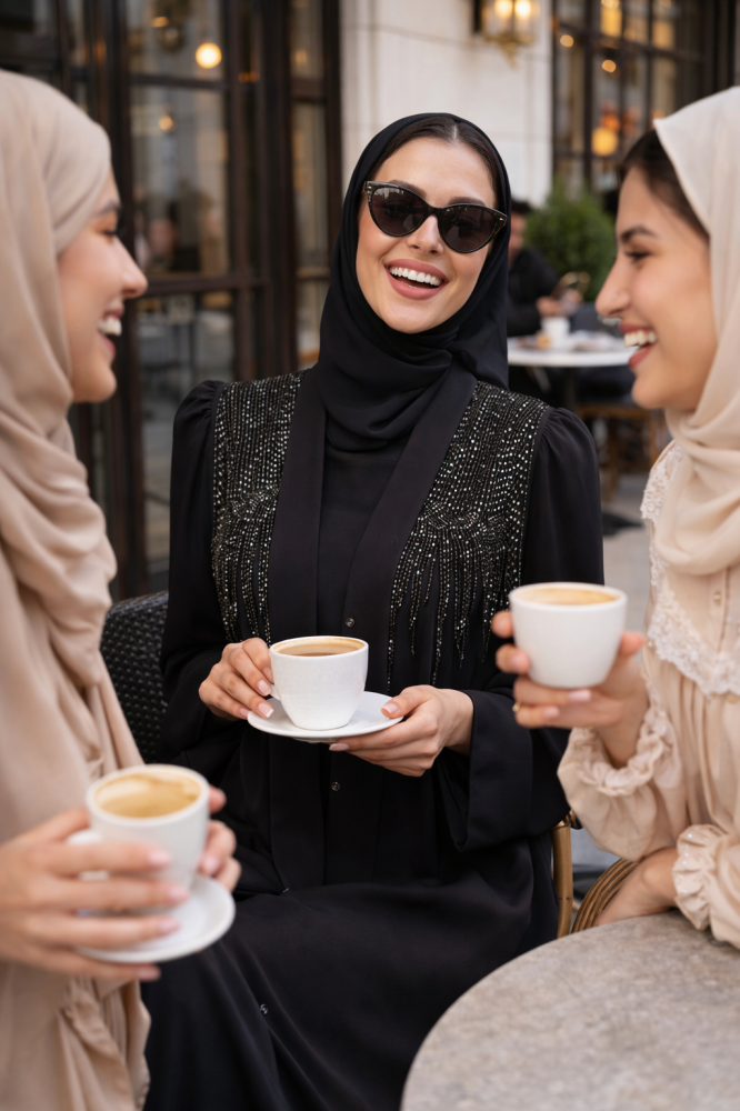 عباية سوداء فخمه ورزه مناسبه للسهرات والعزايم