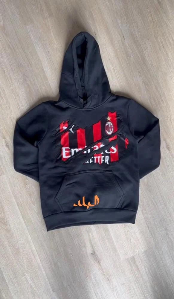هودي نادي ميلان بخياطة تيشيرت الفريق داخل البلوفر