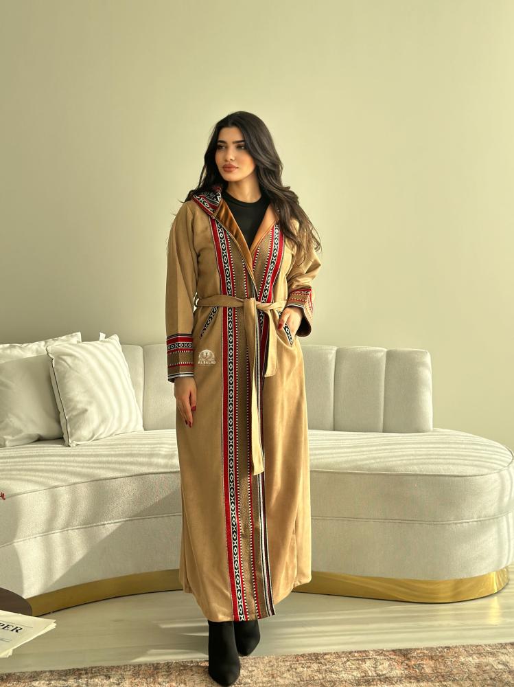 عباية نسائية شتوية جملي بنقشة سدو