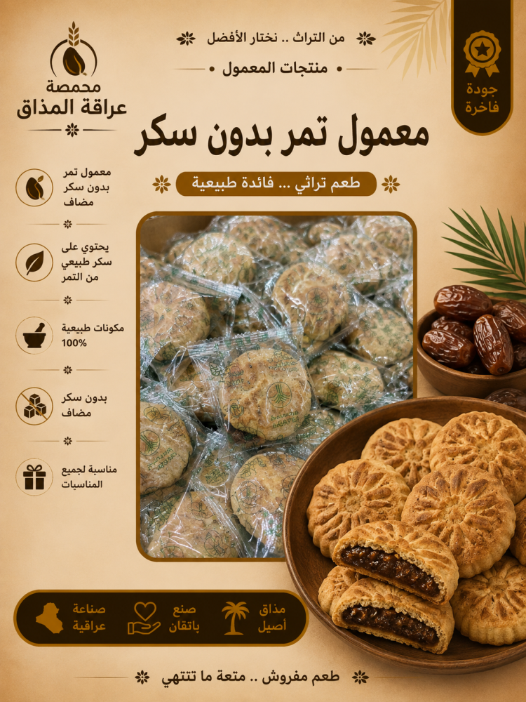 معمول تمر بدون سكر  300 جرام