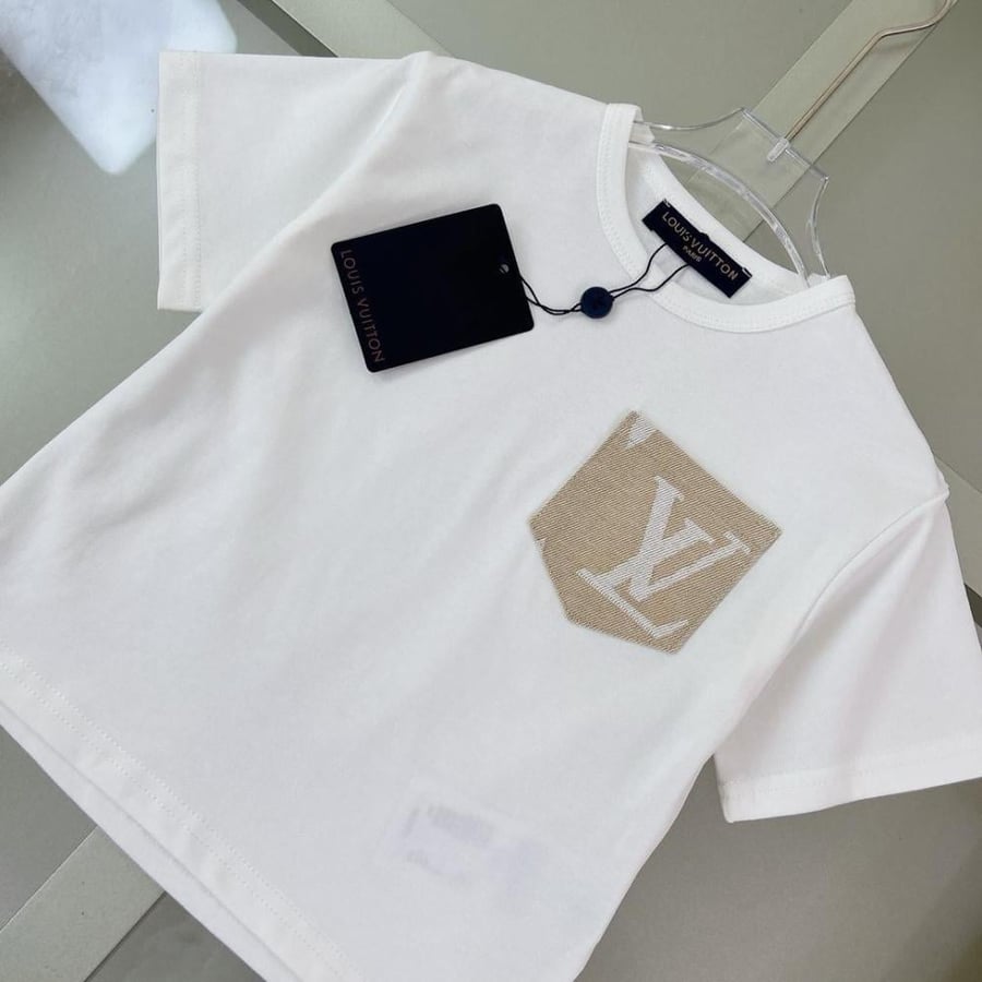 Children's set of two pieces, white and beige color