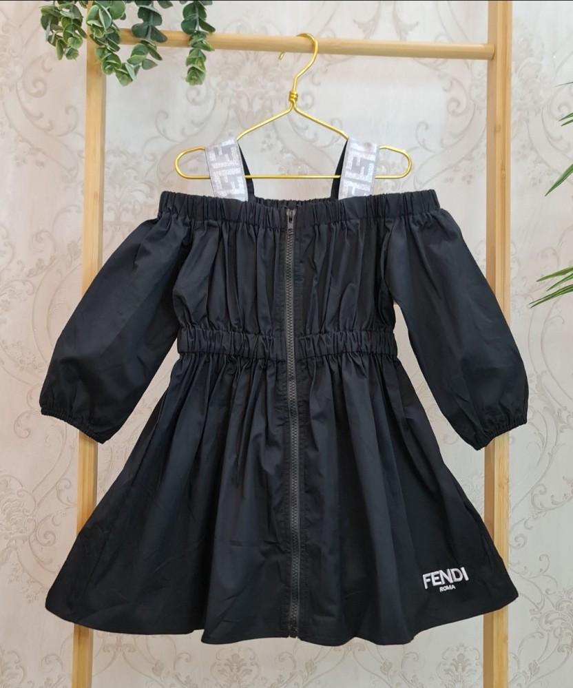 Girls' black dress with beautiful details